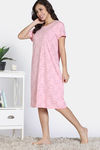 Zivame Knit Cotton Mid Length Nightdress - Almond Blossom — thumbnail 3